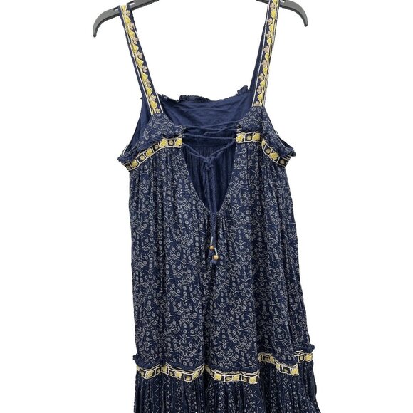 FREE PEOPLE Indigo Tank Mini Dress Blue Boarderline Tunic Size Medium - Picture 4 of 16